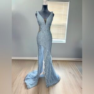 Portia and Scarlett Light Blue Lace Prom Dress